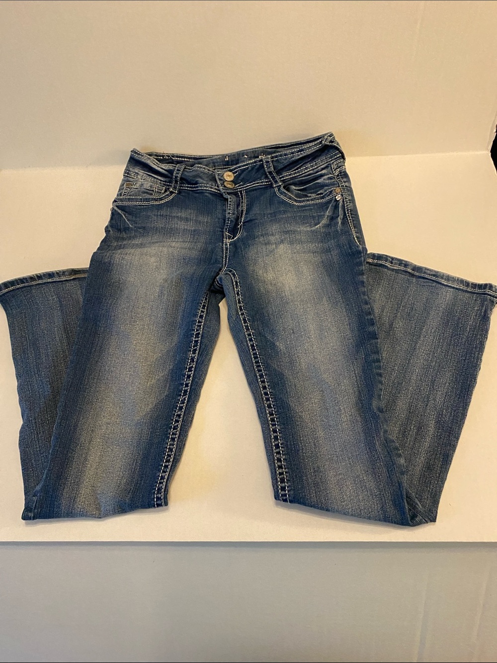 Wallflower Boot Cut Jeans in Faded Blue Denim